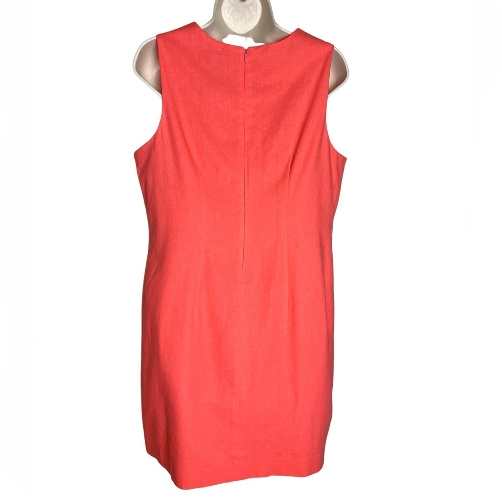 J Howard Womens Size 12P Orange Dress Gold Applique Linen Blend Lined Sleeveless - Picture 8 of 14